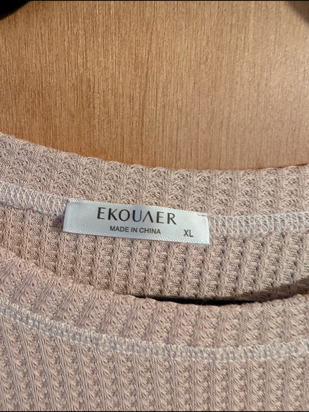 Cream Waffle-Knit Two Piece Set by Ekouaer Women's XL